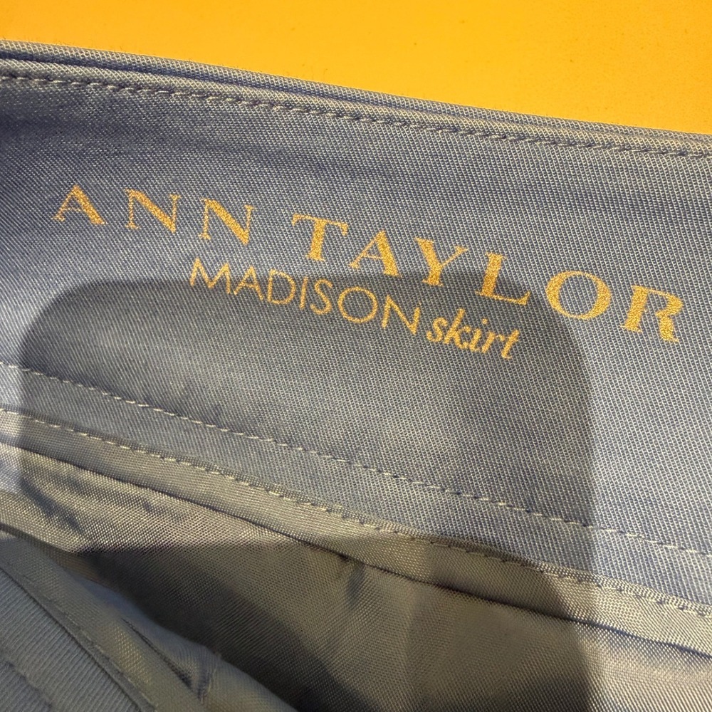 Ann Taylor Madison Skirt‎ Blue Cotton Blend Flat Front Pockets Womens Size 10 - Picture 4 of 9